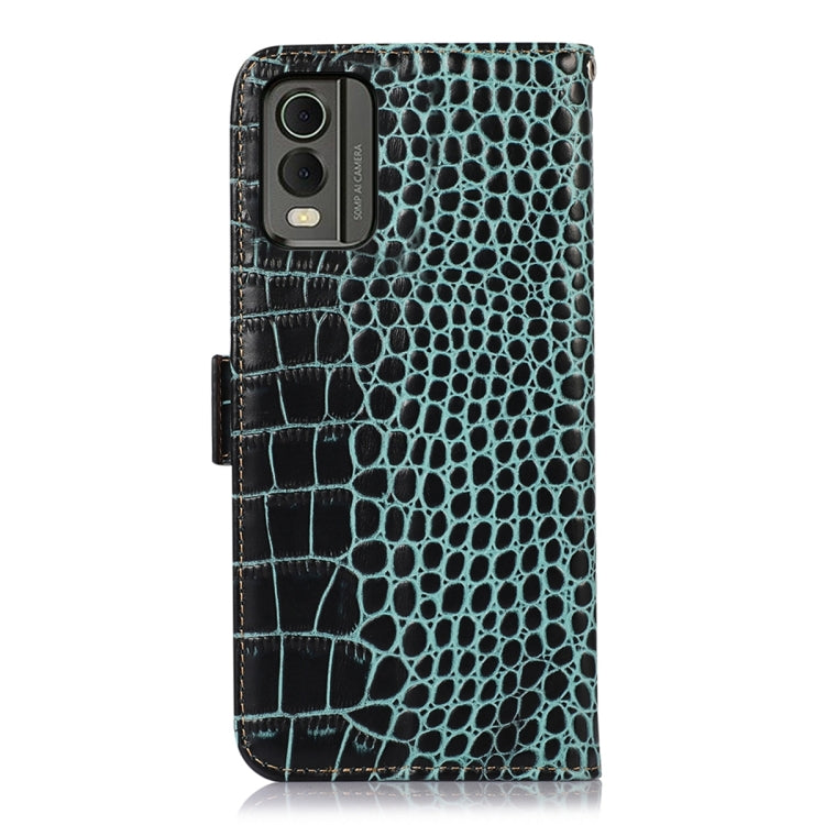 For Nokia C32 4G Crocodile Top Layer Cowhide Leather Phone Case(Green) - Nokia Cases by PMC TechLife | Online Shopping South Africa | PMC TechLife | Buy Now Pay Later Mobicred