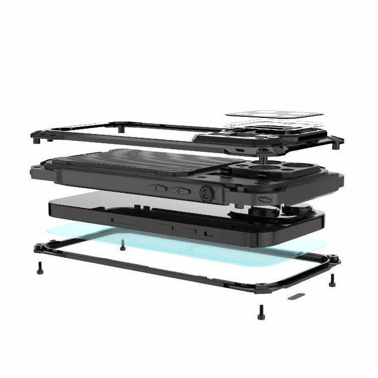 For iPhone 14 Pro Max RedPepper Silver Shield Series All-inclusive Lens Metal Phone Case(Black) - iPhone 14 Pro Max Cases by RedPepper | Online Shopping South Africa | PMc TechLife | Buy Now Pay Later Mobicred