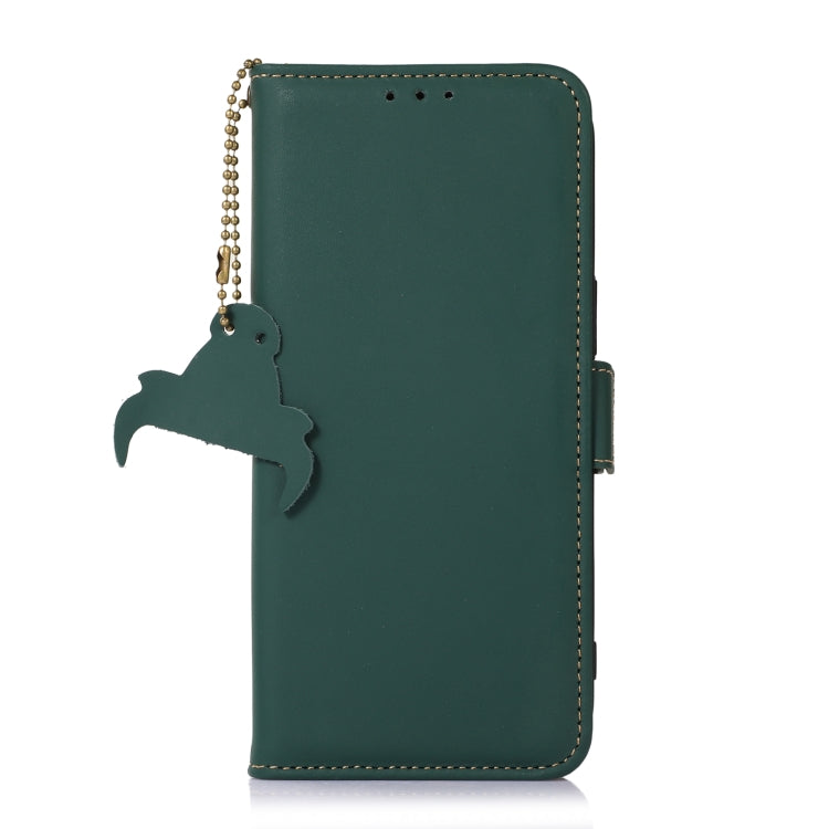 For Nokia C12 4G Genuine Leather Magnetic RFID Leather Phone Case(Green) - Nokia Cases by PMC TechLife | Online Shopping South Africa | PMC TechLife | Buy Now Pay Later Mobicred