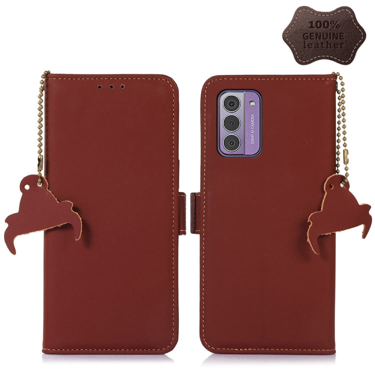 For Nokia G42 Genuine Leather Magnetic RFID Leather Phone Case(Coffee) - Nokia Cases by PMC TechLife | Online Shopping South Africa | PMC TechLife | Buy Now Pay Later Mobicred