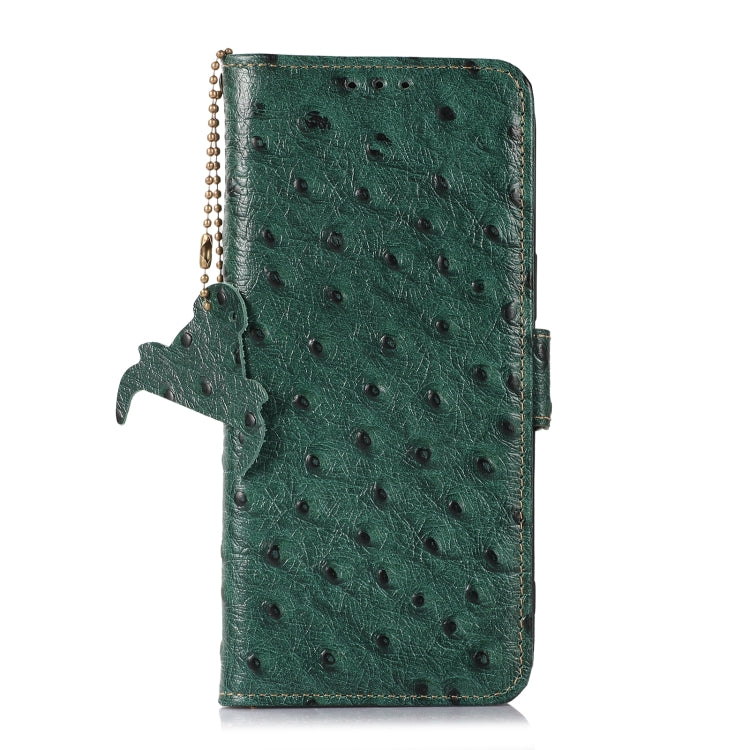 For Google Pixel 8 Ostrich Pattern Genuine Leather RFID Phone Case(Green) - Google Cases by PMC TechLife | Online Shopping South Africa | PMC TechLife | Buy Now Pay Later Mobicred