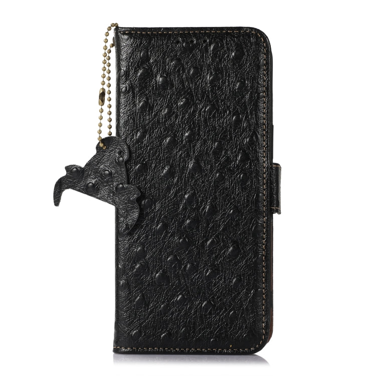 For Google Pixel 8 Ostrich Pattern Genuine Leather RFID Phone Case(Black) - Google Cases by PMC TechLife | Online Shopping South Africa | PMC TechLife | Buy Now Pay Later Mobicred