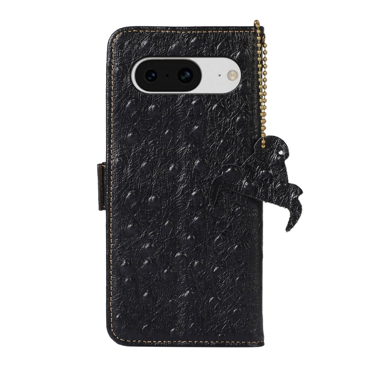 For Google Pixel 8 Ostrich Pattern Genuine Leather RFID Phone Case(Black) - Google Cases by PMC TechLife | Online Shopping South Africa | PMC TechLife | Buy Now Pay Later Mobicred