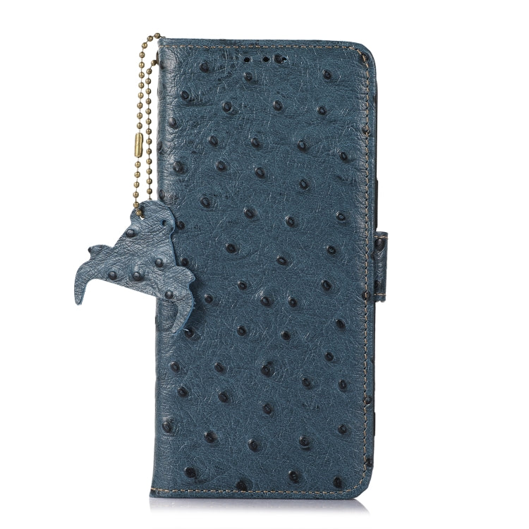 For Honor Magic5 Ostrich Pattern Genuine Leather RFID Phone Case(Blue) - Honor Cases by PMC TechLife | Online Shopping South Africa | PMC TechLife | Buy Now Pay Later Mobicred