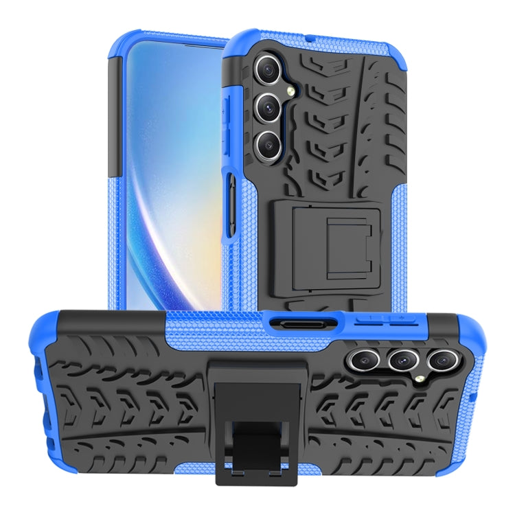 For Samsung Galaxy A24 4G Tire Texture TPU + PC Phone Case with Holder(Blue) - Galaxy Phone Cases by PMC TechLife | Online Shopping South Africa | PMC TechLife
