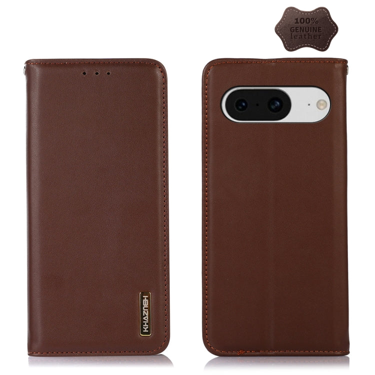 For Google Pixel 8 KHAZNEH Nappa Top Layer Cowhide Leather Phone Case(Brown) - Google Cases by PMC TechLife | Online Shopping South Africa | PMC TechLife | Buy Now Pay Later Mobicred