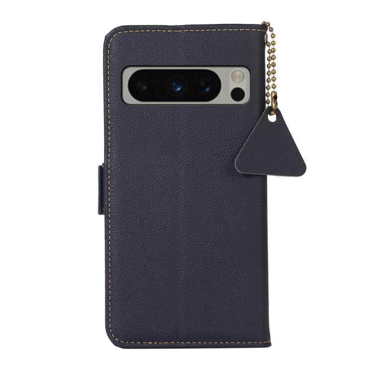 For Google Pixel 8 Pro Side-Magnetic TJ Genuine Leather RFID Phone Case(Blue) - Google Cases by PMC TechLife | Online Shopping South Africa | PMC TechLife | Buy Now Pay Later Mobicred