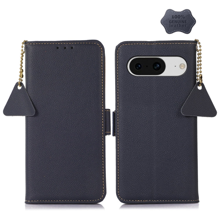 For Google Pixel 8 Side-Magnetic TJ Genuine Leather RFID Phone Case(Blue) - Google Cases by PMC TechLife | Online Shopping South Africa | PMC TechLife | Buy Now Pay Later Mobicred