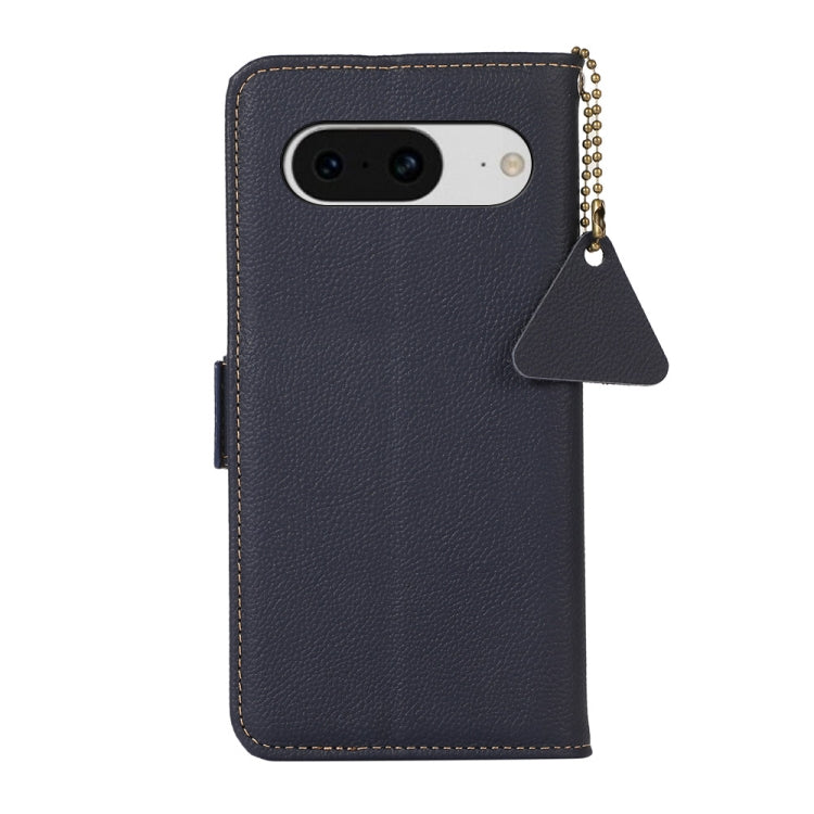 For Google Pixel 8 Side-Magnetic TJ Genuine Leather RFID Phone Case(Blue) - Google Cases by PMC TechLife | Online Shopping South Africa | PMC TechLife | Buy Now Pay Later Mobicred