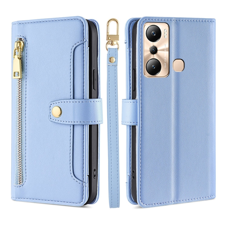 For Infinix Hot 20i Sheep Texture Cross-body Zipper Wallet Leather Phone Case(Blue) - Infinix Cases by PMC TechLife | Online Shopping South Africa | PMC TechLife | Buy Now Pay Later Mobicred