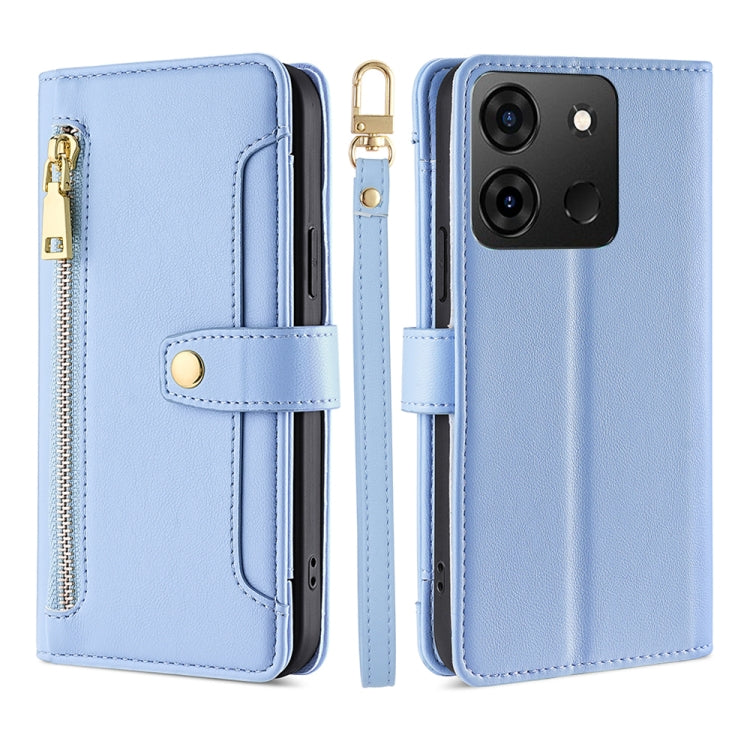 For Infinix Smart 7 Sheep Texture Cross-body Zipper Wallet Leather Phone Case(Blue) - free shipping - PMC TechLife - Order now!