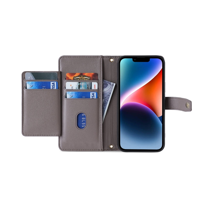 For Tecno Camon 19 / 19 Pro Sheep Texture Cross-body Zipper Wallet Leather Phone Case(Grey) - Tecno Cases by PMC TechLife | Online Shopping South Africa | PMC TechLife | Buy Now Pay Later Mobicred