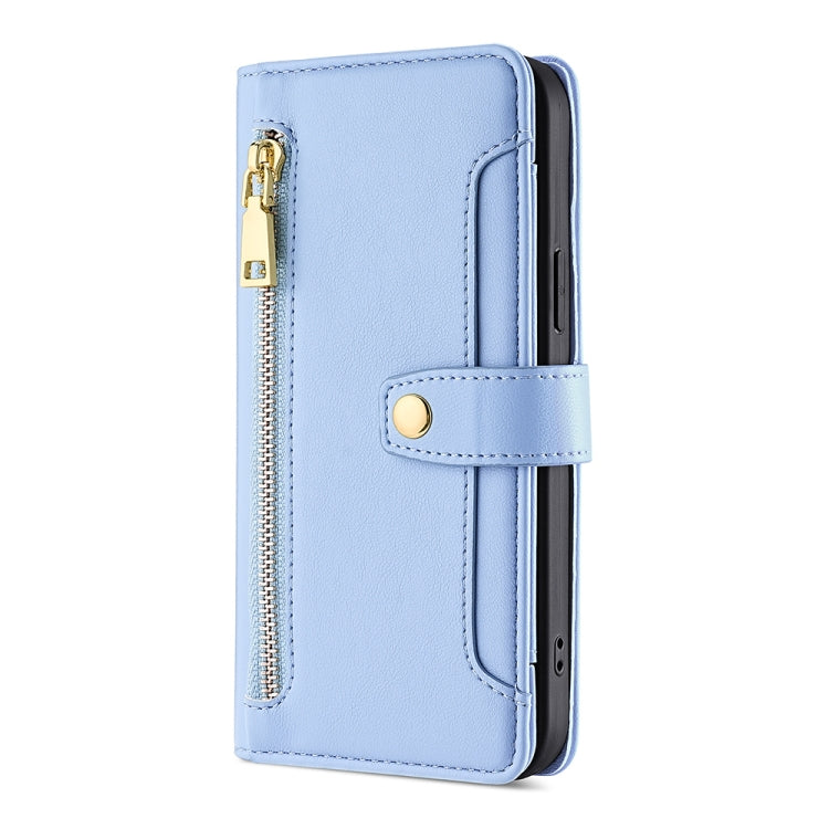 For Tecno Pova 4 Pro Sheep Texture Cross-body Zipper Wallet Leather Phone Case(Blue) - Tecno Cases by PMC TechLife | Online Shopping South Africa | PMC TechLife | Buy Now Pay Later Mobicred