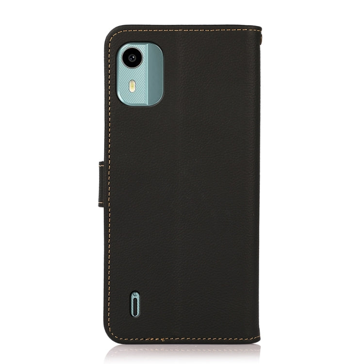 For Nokia C12 4G KHAZNEH Custer Genuine Leather RFID Phone Case(Black) - Nokia Cases by PMC TechLife | Online Shopping South Africa | PMC TechLife | Buy Now Pay Later Mobicred