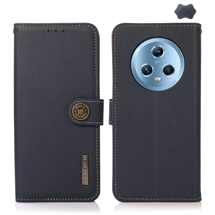 For Honor Magic5 KHAZNEH Custer Genuine Leather RFID Phone Case(Blue) - free shipping - PMC TechLife - Order now!