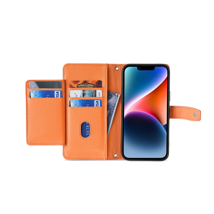 For Nokia G22 Sheep Texture Cross-body Zipper Wallet Leather Phone Case(Orange) - Nokia Cases by PMC TechLife | Online Shopping South Africa | PMC TechLife | Buy Now Pay Later Mobicred