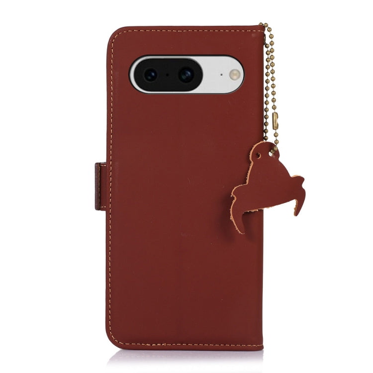 For Google Pixel 8 Genuine Leather Magnetic RFID Leather Phone Case(Coffee) - Google Cases by PMC TechLife | Online Shopping South Africa | PMC TechLife | Buy Now Pay Later Mobicred