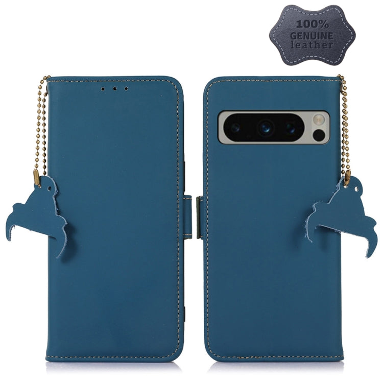 For Google Pixel 8 Pro Genuine Leather Magnetic RFID Leather Phone Case(Blue) - Google Cases by PMC TechLife | Online Shopping South Africa | PMC TechLife | Buy Now Pay Later Mobicred
