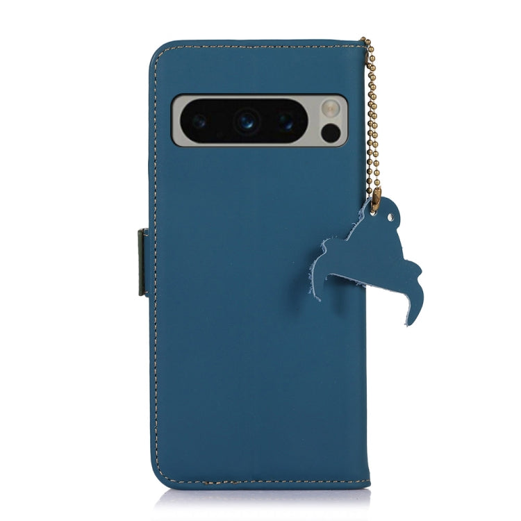 For Google Pixel 8 Pro Genuine Leather Magnetic RFID Leather Phone Case(Blue) - Google Cases by PMC TechLife | Online Shopping South Africa | PMC TechLife | Buy Now Pay Later Mobicred