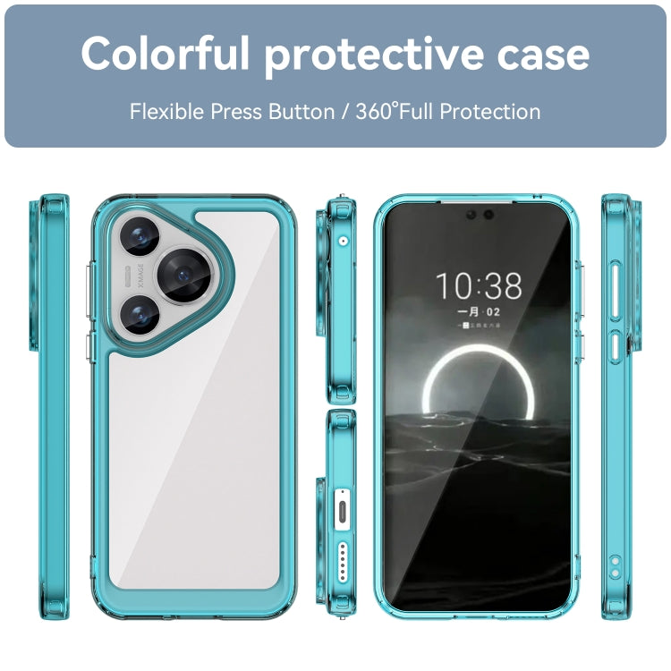 For Huawei Pura 70 Colorful Series Acrylic + TPU Phone Case(Transparent Blue) - Huawei Cases by PMC Jewellery | Online Shopping South Africa | PMC Jewellery | Buy Now Pay Later Mobicred