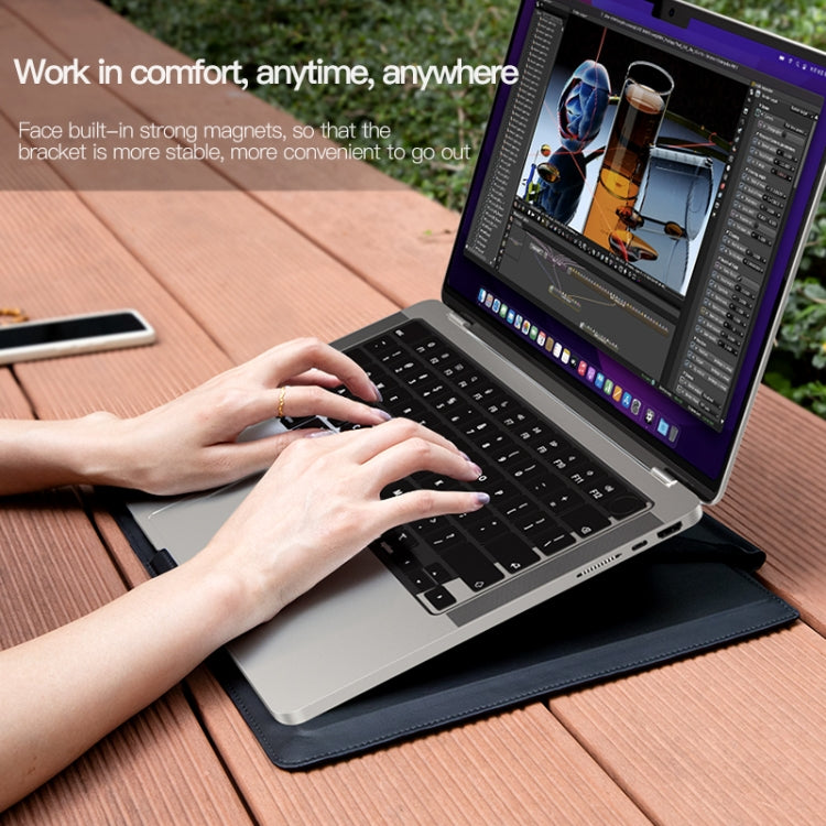 13-14 inch Universal Laptop Magnetic Holder Stitching Inner Bag(Brown) - 13.3 inch by PMC Jewellery | Online Shopping South Africa | PMC Jewellery | Buy Now Pay Later Mobicred