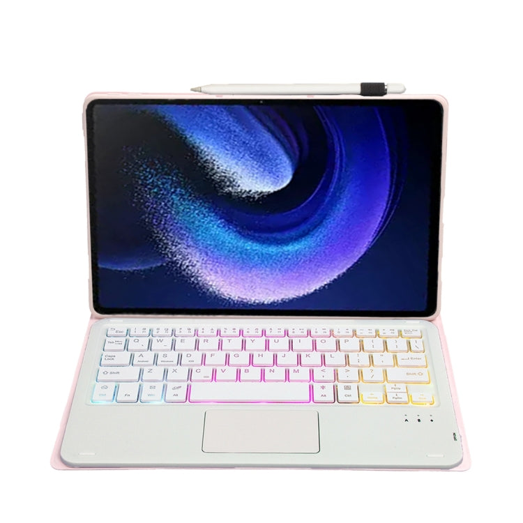 For Xiaomi Pad 6 / Pad 6 Pro A0N7-AS Lambskin Texture Ultra-thin Backlight Bluetooth Keyboard Leather Case with Touchpad(Pink) - Others Keyboard by PMC TechLife | Online Shopping South Africa | PMC TechLife