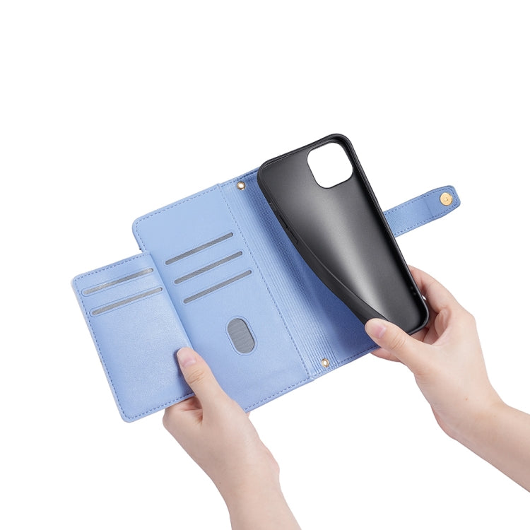 For Nokia C12 Sheep Texture Cross-body Zipper Wallet Leather Phone Case(Blue) - Nokia Cases by PMC TechLife | Online Shopping South Africa | PMC TechLife | Buy Now Pay Later Mobicred