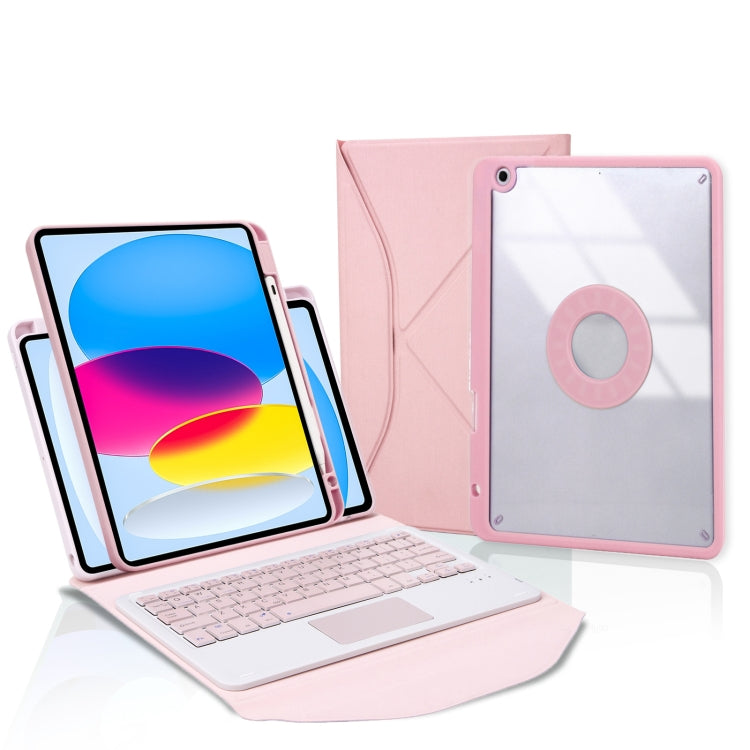 Z10B-A For iPad 10th Gen 10.9 2022 / 11 2025 Pen Slot Touchpad Bluetooth Keyboard Leather Tablet Case(Pink) - Universal by PMC TechLife | Online Shopping South Africa | PMC TechLife | Buy Now Pay Later Mobicred