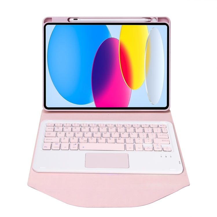 Z10B-A For iPad 10th Gen 10.9 2022 / 11 2025 Pen Slot Touchpad Bluetooth Keyboard Leather Tablet Case(Pink) - Universal by PMC TechLife | Online Shopping South Africa | PMC TechLife | Buy Now Pay Later Mobicred