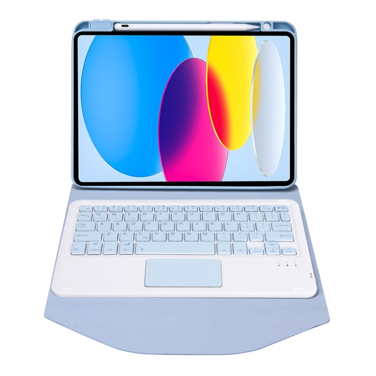 Z10B-A For iPad 10th Gen 10.9 2022 Pen Slot Touchpad Bluetooth Keyboard Leather Tablet Case(Sky Blue) - Universal by PMC TechLife | Online Shopping South Africa | PMC TechLife