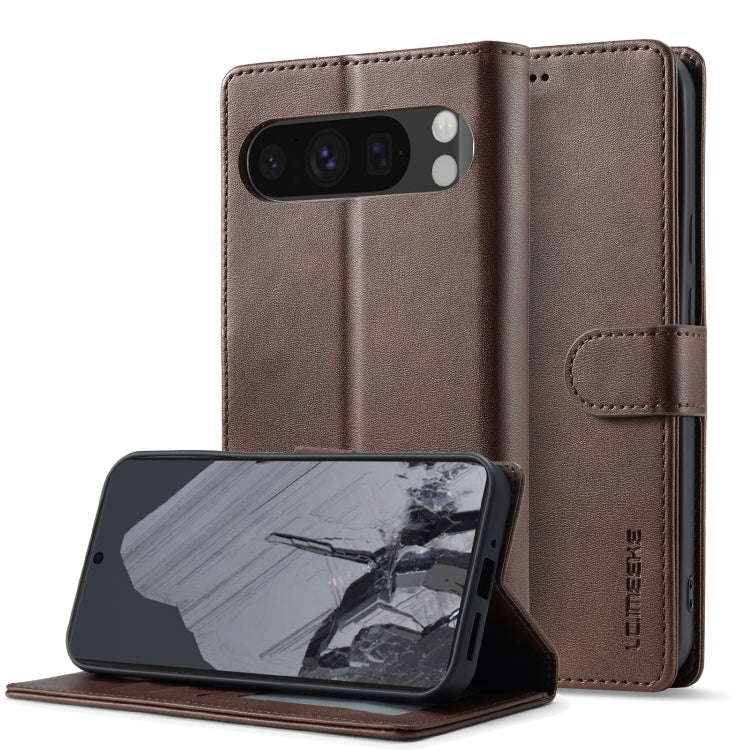 For Google Pixel 9 Pro XL LC.IMEEKE Calf Texture Flip Leather Phone Case(Brown) - free shipping - PMC TechLife - Order now!