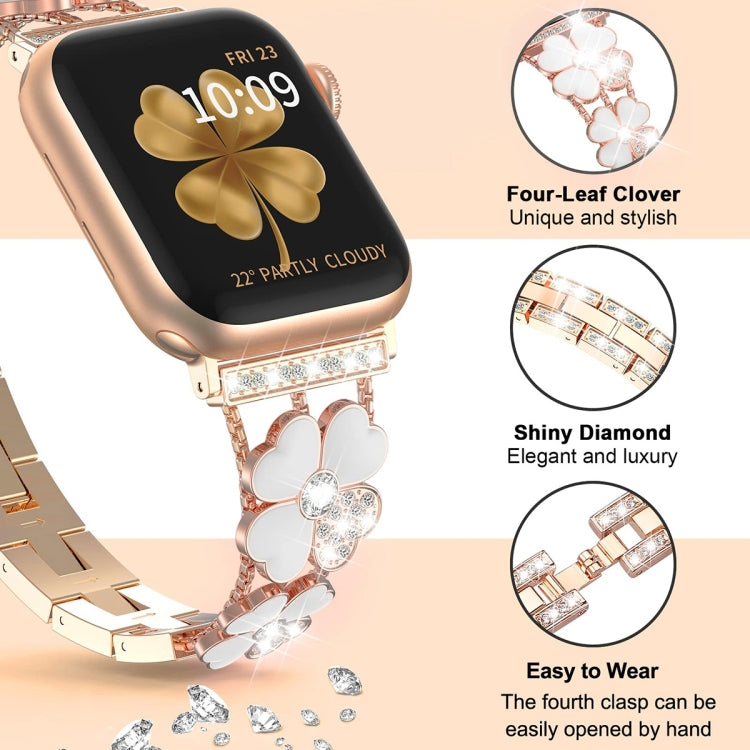 For Apple Watch SE 2023 40mm Petal Metal Diamond Watch Band(Rose Gold+White) - free shipping - PMC TechLife - Order now!