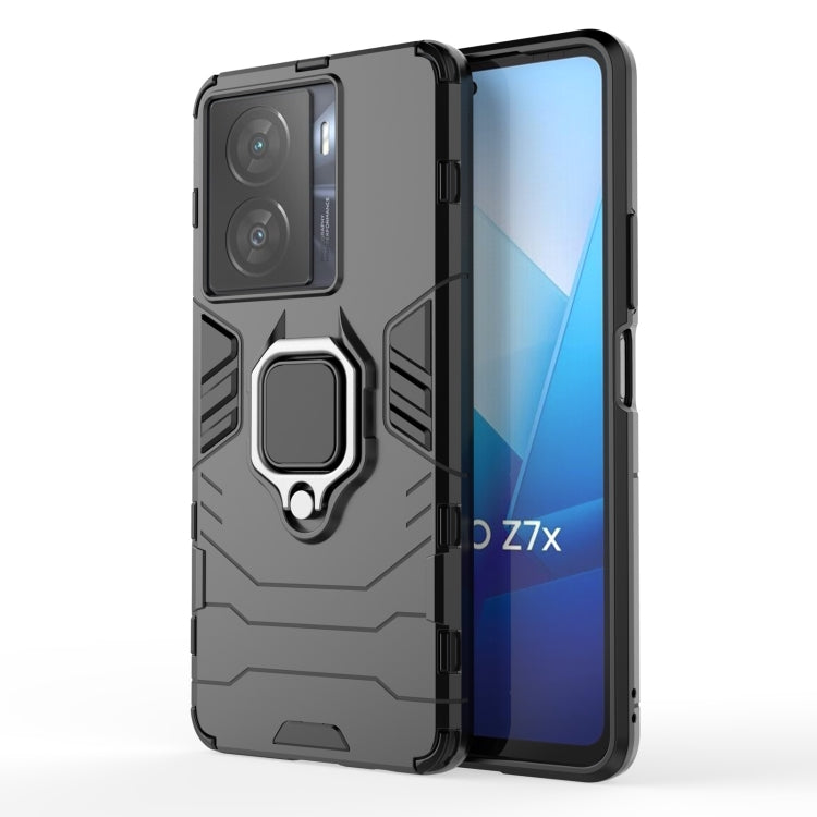 For vivo iQOO Z7x 5G Magnetic Ring Holder PC + TPU Phone Case(Black) - vivo Cases by PMC TechLife | Online Shopping South Africa | PMC TechLife | Buy Now Pay Later Mobicred