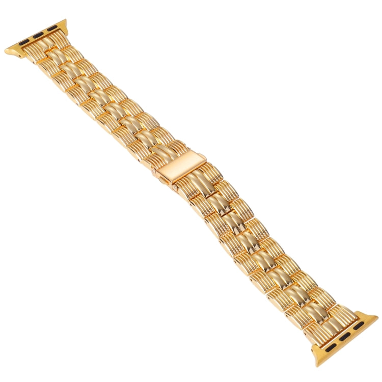 3-Beads Stripe Metal Watch Band For Apple Watch 9 45mm(Gold) - free shipping - PMc TechLife - Order now!