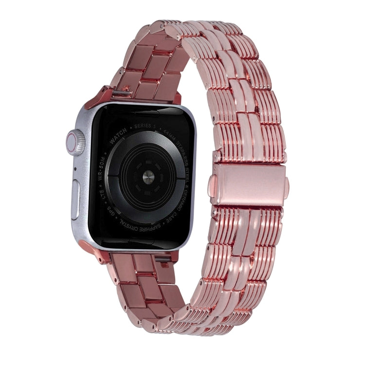 3-Beads Stripe Metal Watch Band For Apple Watch Series 10 42mm(Rose Pink) - free shipping - PMc TechLife - Order now!