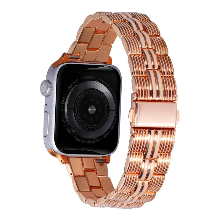 3-Beads Stripe Metal Watch Band For Apple Watch Series 10 46mm(Rose Gold) - free shipping - PMc TechLife - Order now!