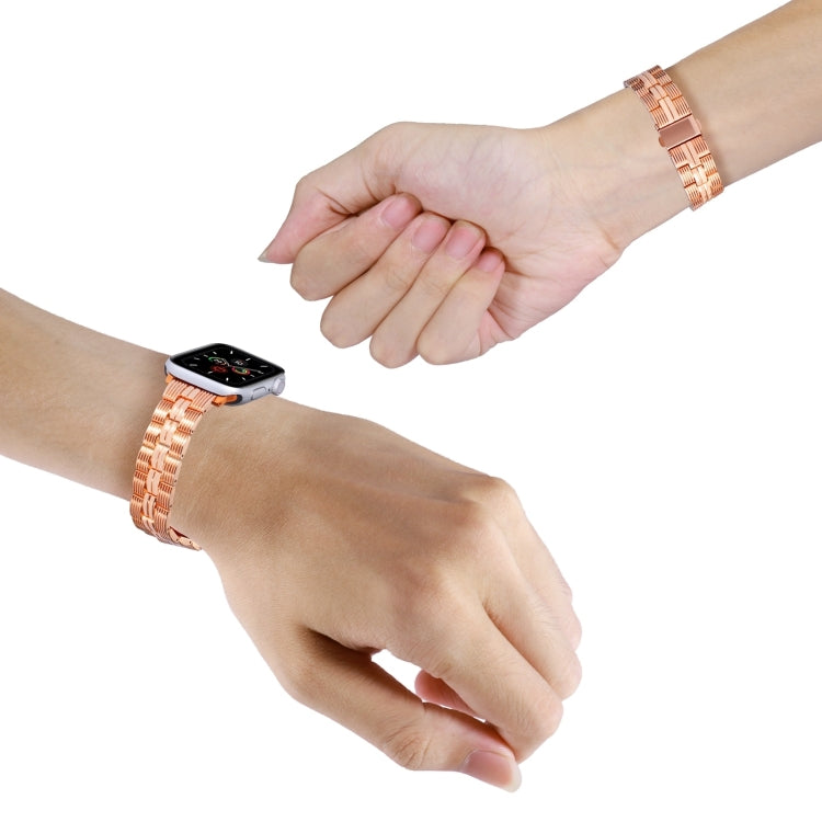 3-Beads Stripe Metal Watch Band For Apple Watch Series 10 46mm(Rose Gold) - free shipping - PMc TechLife - Order now!