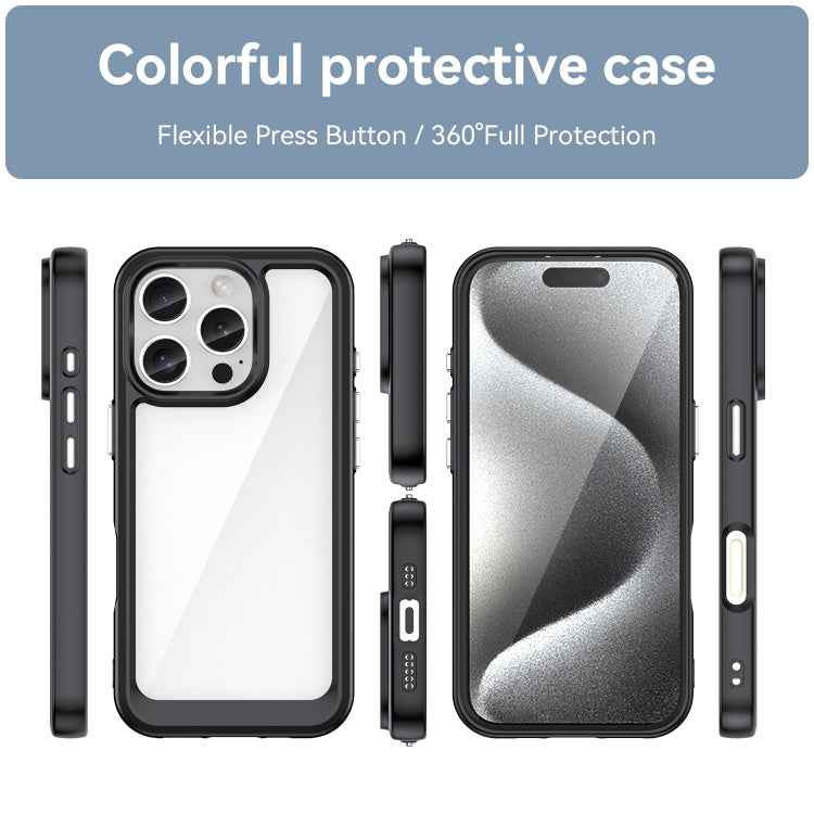 For iPhone 16 Pro Colorful Series Acrylic + TPU Phone Case(Black) - iPhone 16 Pro Cases by PMC TechLife | Online Shopping South Africa | PMC TechLife | Buy Now Pay Later Mobicred