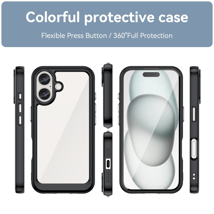 For iPhone 16 Plus Colorful Series Acrylic + TPU Phone Case(Black) - iPhone 16 Plus Cases by PMC TechLife | Online Shopping South Africa | PMC TechLife | Buy Now Pay Later Mobicred