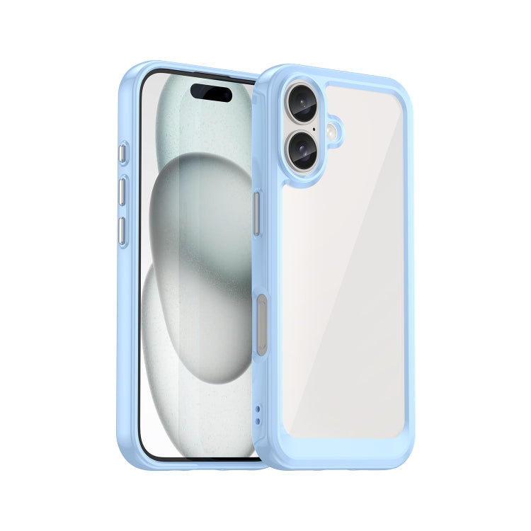For iPhone 16 Plus Colorful Series Acrylic + TPU Phone Case(Blue) - iPhone 16 Plus Cases by PMC TechLife | Online Shopping South Africa | PMC TechLife | Buy Now Pay Later Mobicred