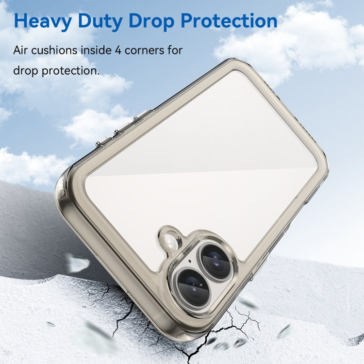 For iPhone 16 Plus Colorful Series Acrylic + TPU Phone Case(Transparent Grey) - iPhone 16 Plus Cases by PMC TechLife | Online Shopping South Africa | PMC TechLife | Buy Now Pay Later Mobicred