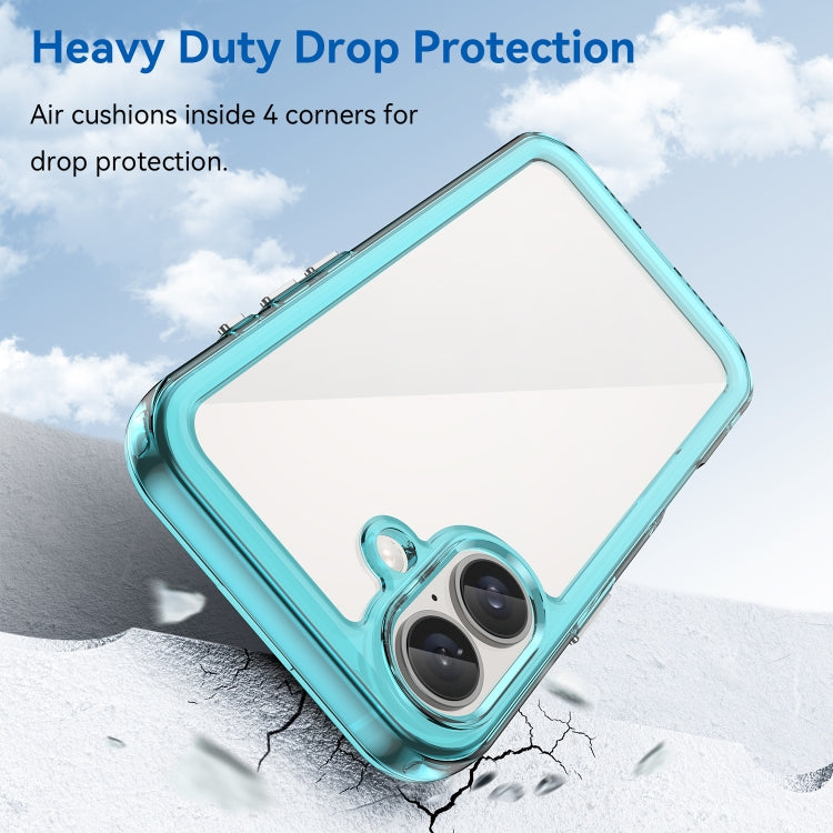 For iPhone 16 Plus Colorful Series Acrylic + TPU Phone Case(Transparent Blue) - iPhone 16 Plus Cases by PMC TechLife | Online Shopping South Africa | PMC TechLife | Buy Now Pay Later Mobicred