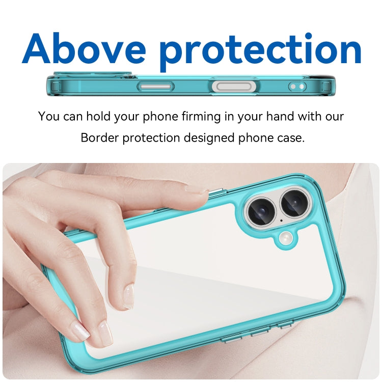 For iPhone 16 Plus Colorful Series Acrylic + TPU Phone Case(Transparent Blue) - iPhone 16 Plus Cases by PMC TechLife | Online Shopping South Africa | PMC TechLife | Buy Now Pay Later Mobicred
