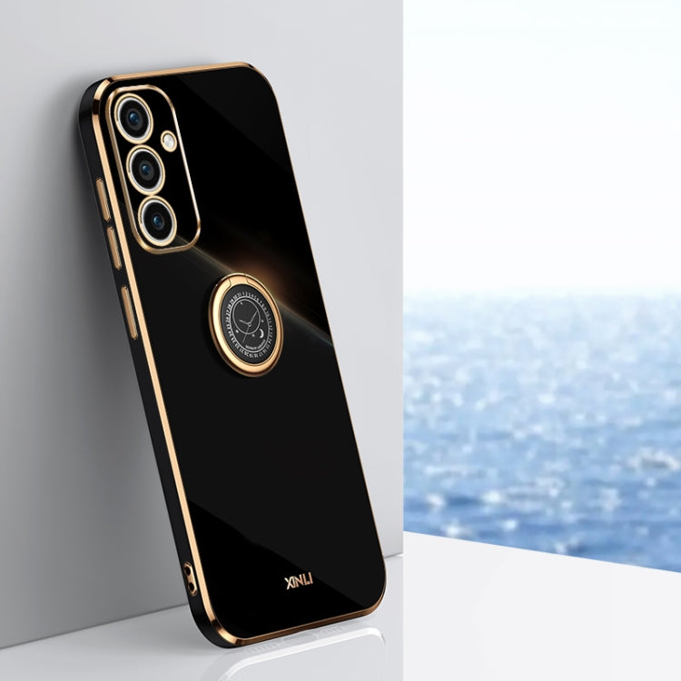 For Samsung Galaxy A35 5G XINLI Straight Edge 6D Electroplate TPU Phone Case with Ring Holder(Black) - Galaxy Phone Cases by XINLI | Online Shopping South Africa | PMC TechLife