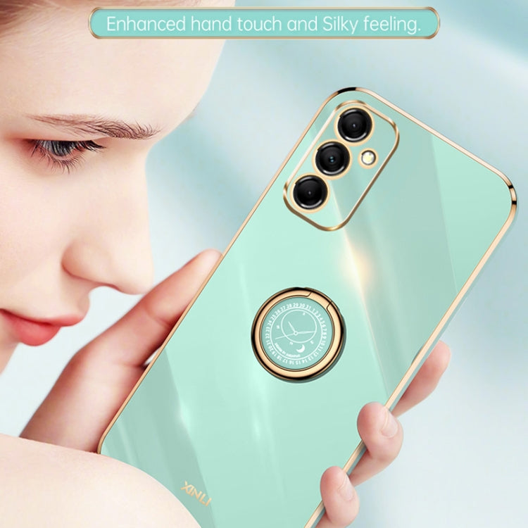 For Samsung Galaxy A55 XINLI Straight Edge 6D Electroplate TPU Phone Case with Ring Holder(Mint Green) - Galaxy Phone Cases by XINLI | Online Shopping South Africa | PMC TechLife