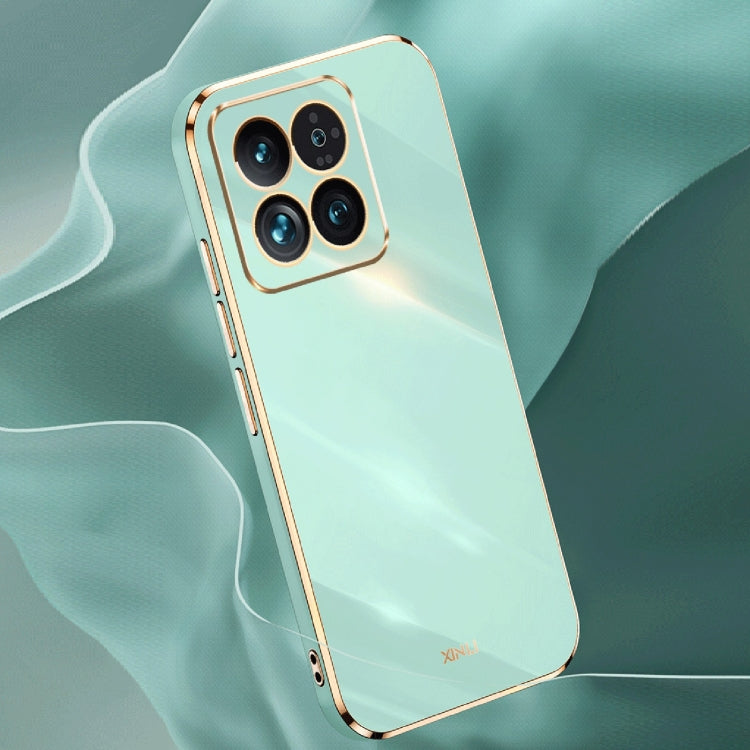 For Xiaomi 14 XINLI Straight Edge 6D Electroplate TPU Phone Case(Mint Green) - free shipping - PMC Jewellery - Order now!