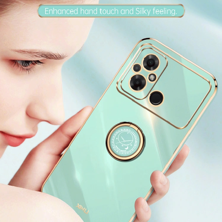 For Xiaomi Poco C55 4G XINLI Straight Edge 6D Electroplate TPU Phone Case with Ring Holder(Cherry Purple) - Xiaomi Cases by XINLI | Online Shopping South Africa | PMC TechLife | Buy Now Pay Later Mobicred