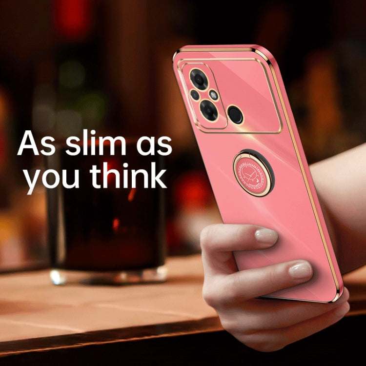 For Xiaomi Poco C55 4G XINLI Straight Edge 6D Electroplate TPU Phone Case with Ring Holder(Pink) - Xiaomi Cases by XINLI | Online Shopping South Africa | PMC TechLife | Buy Now Pay Later Mobicred