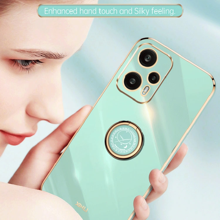 For Xiaomi Redmi Note 12 Turbo XINLI Straight Edge 6D Electroplate TPU Phone Case with Ring Holder(Black) - Xiaomi Cases by XINLI | Online Shopping South Africa | PMC TechLife | Buy Now Pay Later Mobicred