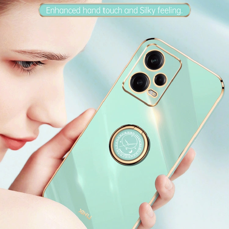 For Xiaomi Redmi Note 12 5G Global XINLI Straight Edge 6D Electroplate TPU Phone Case with Ring Holder(Black) - Xiaomi Cases by XINLI | Online Shopping South Africa | PMC TechLife | Buy Now Pay Later Mobicred